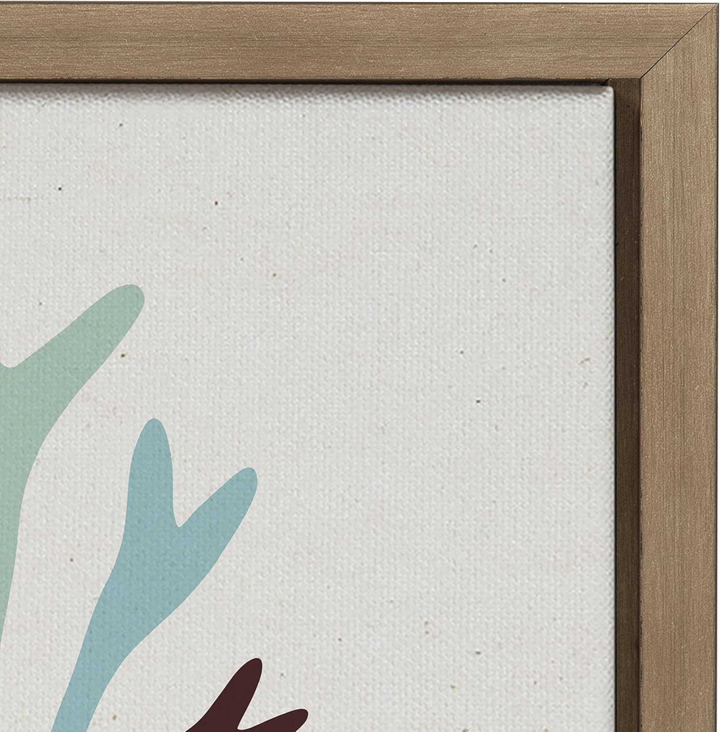 Kate and Laurel x Alicia Schultz Collaboration Sea Plant Framed Linen Textured Canvas Wall Art 18x24 Gold Decorative Coastal Art Colorful Ocean Coral