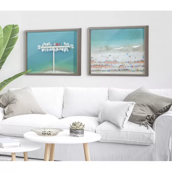 Kate and Laurel Blake Monterosso Framed Printed Glass Wall Art by Rachel Dowd 18x24 Gray Chic Coastal Art for Wall