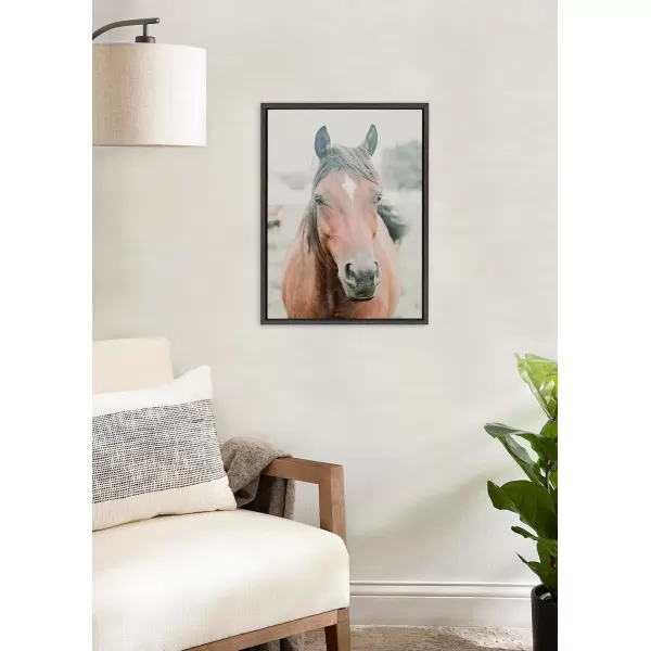 Kate and Laurel Sylvie AA Wander Framed Canvas Wall Art by Alicia Abla 18x24 Gray Modern Animal Horse Portrait Art