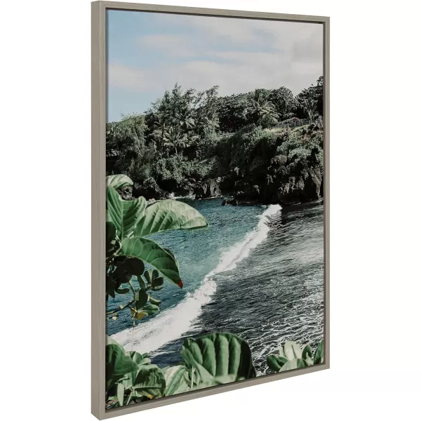 Kate and Laurel Sylvie Aloha Kai Framed Canvas Wall Art by Alicia Abla 23x33 Gray Tropical Beach Art Wall Dcor