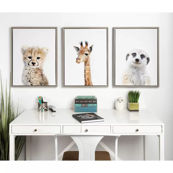 Kate and Laurel Sylvie Baby Giraffe Animal Print Portrait Framed Canvas Wall Art by Amy Peterson 18x24 NaturalGrey