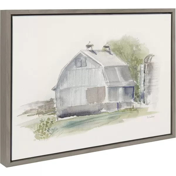 Kate and Laurel Sylvie Barn 1 Framed Linen Textured Canvas Wall Art by Patricia Shaw 18x24 Gray Decorative Farmhouse Art for Wall