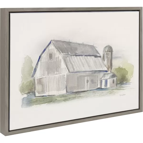 Kate and Laurel Sylvie Barn 2 Framed Linen Textured Canvas Wall Art by Patricia Shaw 18x24 Gray Rustic Farmhouse Art for Wall