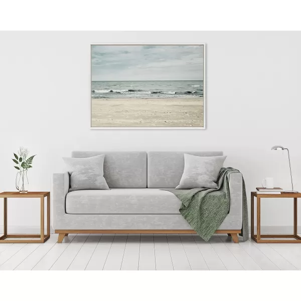 Kate and Laurel Sylvie Beach 2 Framed Canvas Wall Art by Emiko and Mark Franzen of F2Images 315x415 White Decorative Coastal Art Print for WallWhite
