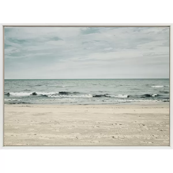 Kate and Laurel Sylvie Beach 2 Framed Canvas Wall Art by Emiko and Mark Franzen of F2Images 315x415 White Decorative Coastal Art Print for WallWhite