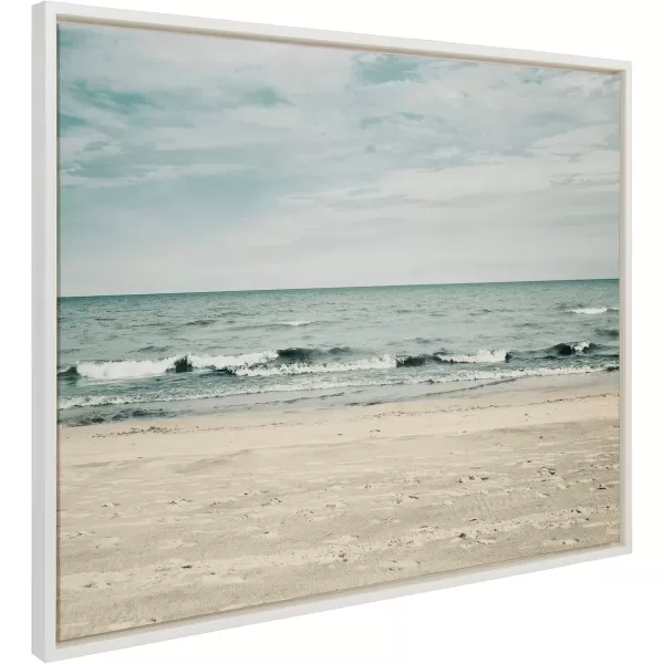 Kate and Laurel Sylvie Beach 2 Framed Canvas Wall Art by Emiko and Mark Franzen of F2Images 315x415 White Decorative Coastal Art Print for WallWhite