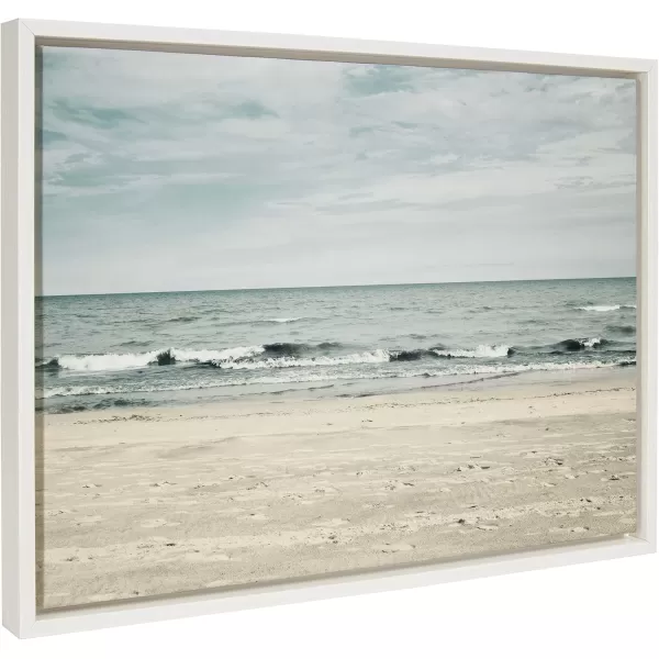 Kate and Laurel Sylvie Beach 2 Framed Canvas Wall Art by Emiko and Mark Franzen of F2Images 315x415 White Decorative Coastal Art Print for WallWhite