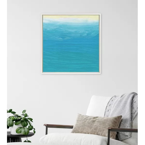 Kate and Laurel Sylvie Beach Abstract Framed Canvas Wall Art by Mentoring Positives 22x22 White Contemporary Coastal Painted Art for Wall