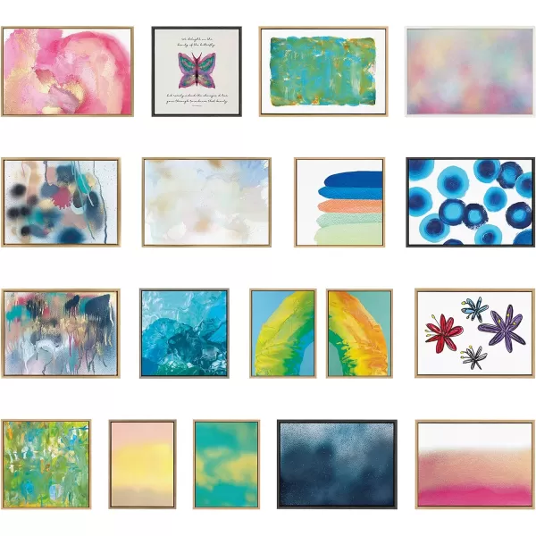 Kate and Laurel Sylvie Beach Abstract Framed Canvas Wall Art by Mentoring Positives 22x22 White Contemporary Coastal Painted Art for Wall