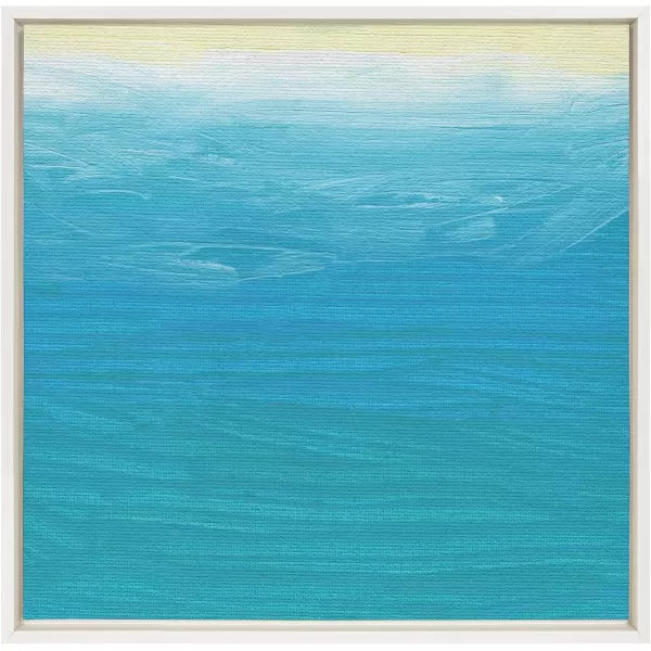 Kate and Laurel Sylvie Beach Abstract Framed Canvas Wall Art by Mentoring Positives 22x22 White Contemporary Coastal Painted Art for Wall