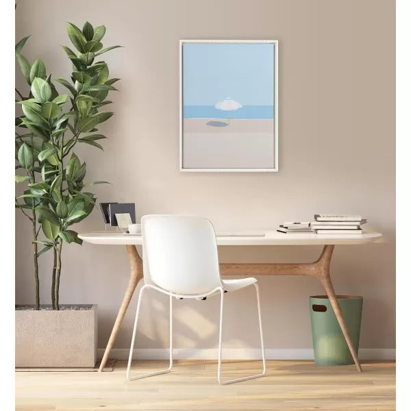 Kate and Laurel Sylvie Beaded Throwing Shade Vintage Framed Canvas Wall Art by Rachel Dowd 18x24 White Modern Ocean Landscape Illustration Art for Wall