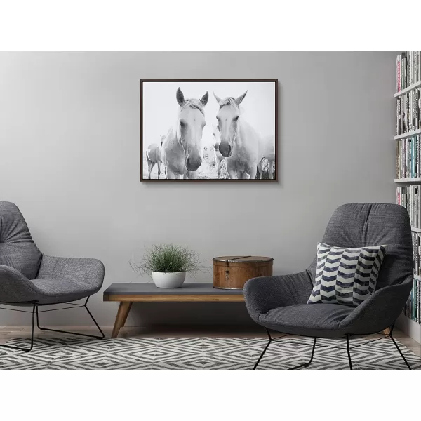 Kate and Laurel Sylvie Camargue Horse XVII BW Framed Canvas Wall Art by Laura Evans 28x38 Natural Decorative Animal Art for WallBrown