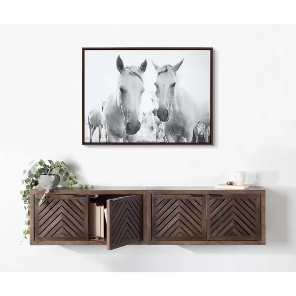 Kate and Laurel Sylvie Camargue Horse XVII BW Framed Canvas Wall Art by Laura Evans 28x38 Natural Decorative Animal Art for WallBrown