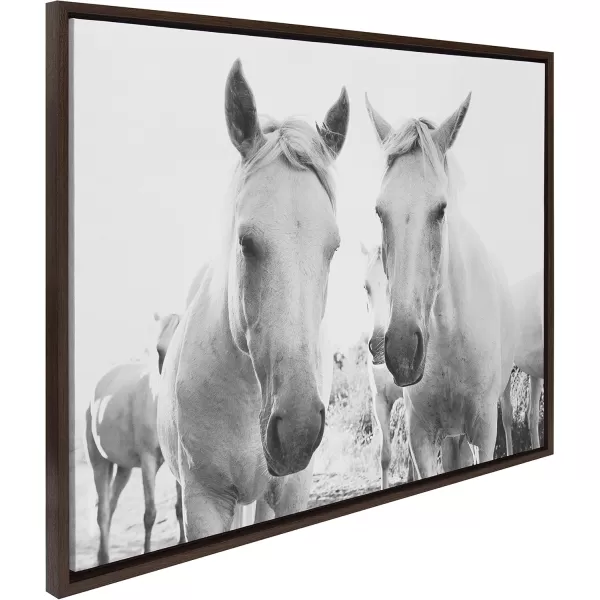 Kate and Laurel Sylvie Camargue Horse XVII BW Framed Canvas Wall Art by Laura Evans 28x38 Natural Decorative Animal Art for WallBrown