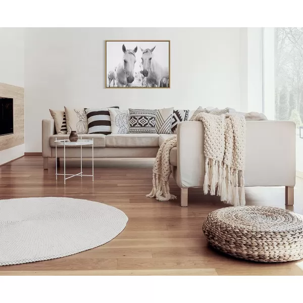 Kate and Laurel Sylvie Camargue Horse XVII BW Framed Canvas Wall Art by Laura Evans 28x38 Natural Decorative Animal Art for WallNatural