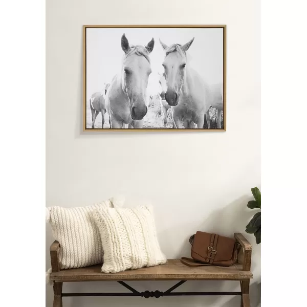 Kate and Laurel Sylvie Camargue Horse XVII BW Framed Canvas Wall Art by Laura Evans 28x38 Natural Decorative Animal Art for WallNatural