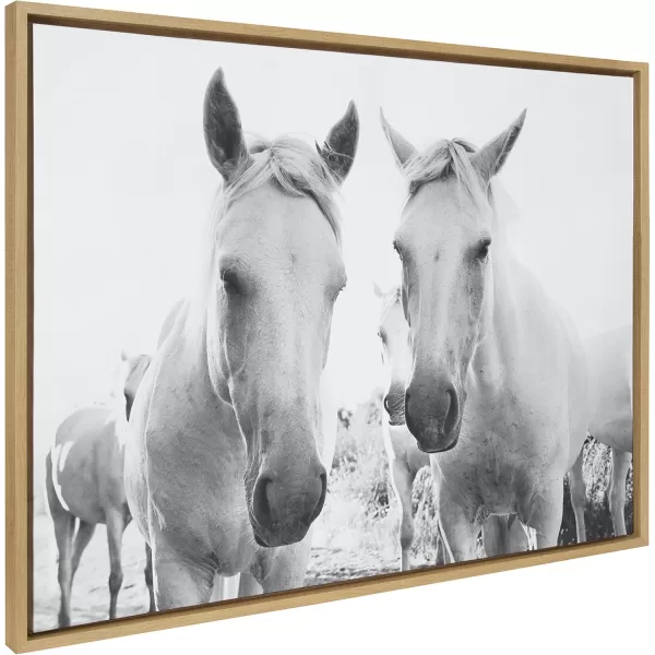 Kate and Laurel Sylvie Camargue Horse XVII BW Framed Canvas Wall Art by Laura Evans 28x38 Natural Decorative Animal Art for WallNatural