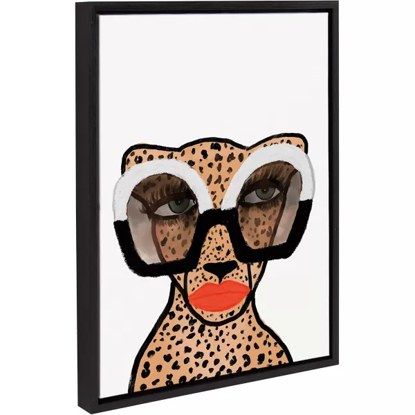 Kate and Laurel Sylvie Cheetah 4 Framed Canvas Wall Art by Kendra Dandy of Bouffants and Broken Hearts 18x24 Gold Glamourous Modern Animal Art Wall DcorBlack