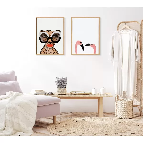 Kate and Laurel Sylvie Cheetah 4 Framed Canvas Wall Art by Kendra Dandy of Bouffants and Broken Hearts 18x24 Gold Glamourous Modern Animal Art Wall DcorNatural