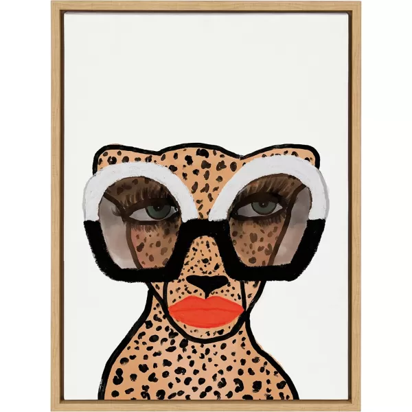 Kate and Laurel Sylvie Cheetah 4 Framed Canvas Wall Art by Kendra Dandy of Bouffants and Broken Hearts 18x24 Gold Glamourous Modern Animal Art Wall DcorNatural