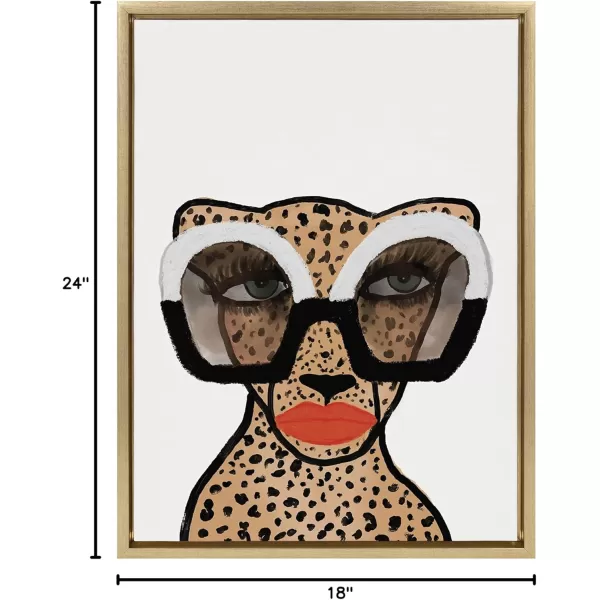 Kate and Laurel Sylvie Cheetah 4 Framed Canvas Wall Art by Kendra Dandy of Bouffants and Broken Hearts 18x24 Gold Glamourous Modern Animal Art Wall DcorGold