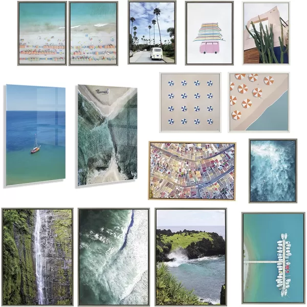 Kate and Laurel Sylvie Cinque Terre 2 Framed Canvas Wall Art by Rachel Dowd 23x33 Natural Modern Scenic Cityscape Photograph for Wall Decor