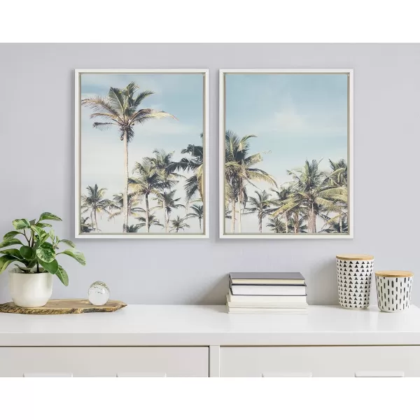Kate and Laurel Sylvie Coastal Coconut Palm Tree Beach Left and Right Framed Canvas Wall Art Set by The Creative Bunch Studio 2 Piece Set 18x24 Natural Tropical Beach Art Wall DcorWhite