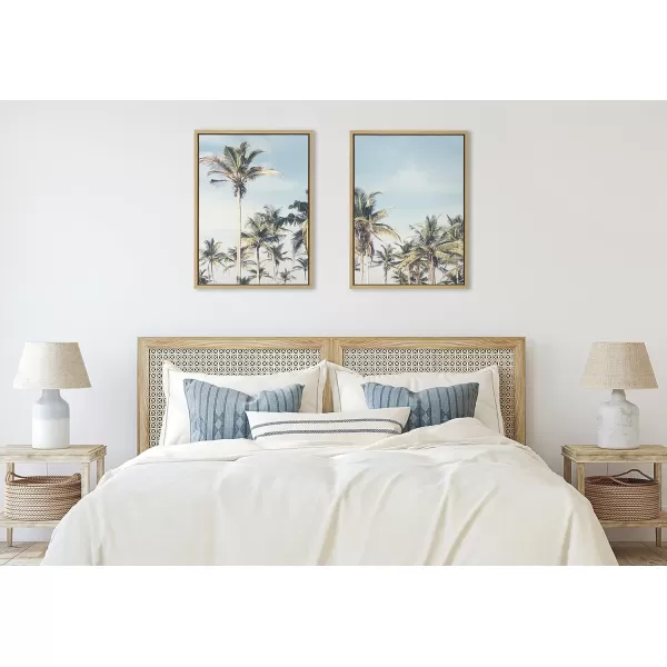 Kate and Laurel Sylvie Coastal Coconut Palm Tree Beach Left and Right Framed Canvas Wall Art Set by The Creative Bunch Studio 2 Piece Set 18x24 Natural Tropical Beach Art Wall DcorNatural