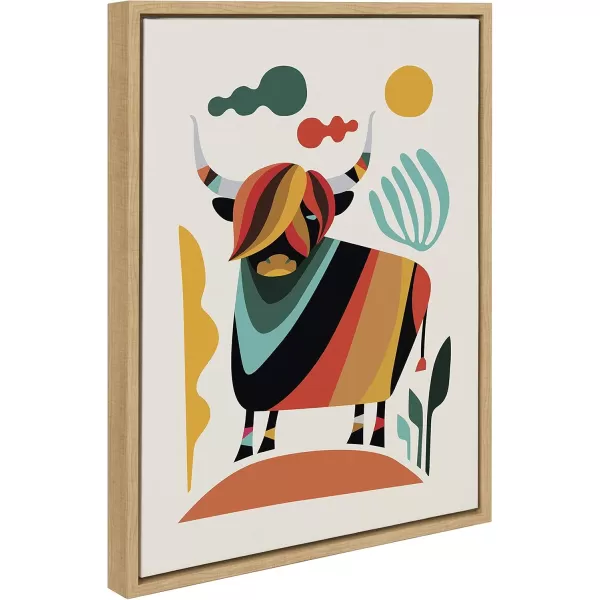 Kate and Laurel Sylvie Cow Framed Canvas Wall Art by Rachel Lee of My Dream Wall 23x33 Natural18x24