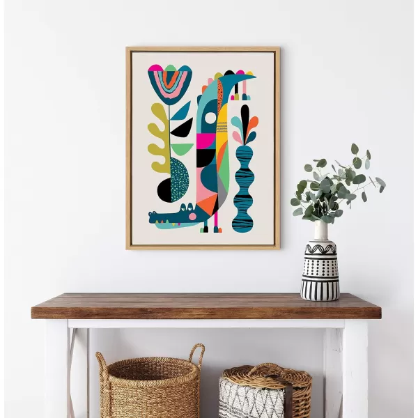 Kate and Laurel Sylvie Crocodile Framed Canvas Wall Art by Rachel Lee of My Dream Wall 18x24 Black Chic MidCentury Animal Art for WallNatural