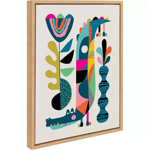 Kate and Laurel Sylvie Crocodile Framed Canvas Wall Art by Rachel Lee of My Dream Wall 18x24 Black Chic MidCentury Animal Art for WallNatural