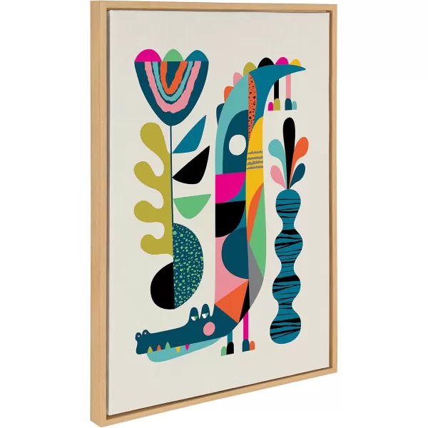 Kate and Laurel Sylvie Crocodile Framed Canvas Wall Art by Rachel Lee of My Dream Wall 18x24 Black Chic MidCentury Animal Art for WallNatural