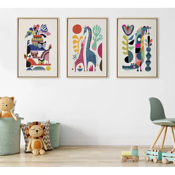 Kate and Laurel Sylvie Crocodile Framed Canvas Wall Art by Rachel Lee of My Dream Wall 18x24 Black Chic MidCentury Animal Art for WallNatural
