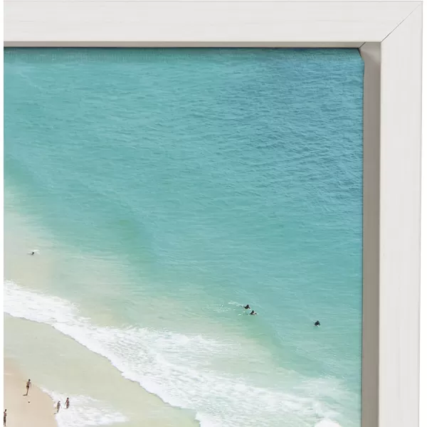 Kate and Laurel Sylvie Crowded Beach from Above Framed Canvas Wall Art by Amy Peterson 28x38 White Coastal Beach Art for Wall