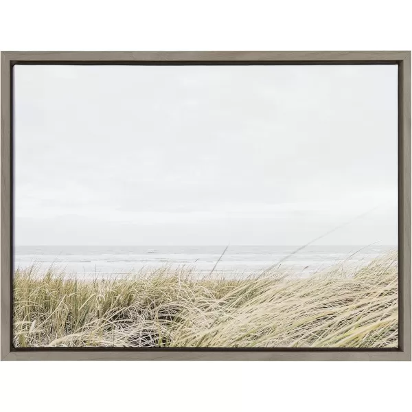 Kate and Laurel Sylvie East Beach Framed Canvas Wall Art by Amy Peterson Art Studio 18x24 Natural Chic Coastal Art for WallGray