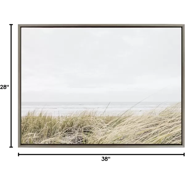 Kate and Laurel Sylvie East Beach Framed Canvas Wall Art by Amy Peterson Art Studio 18x24 Natural Chic Coastal Art for WallGray