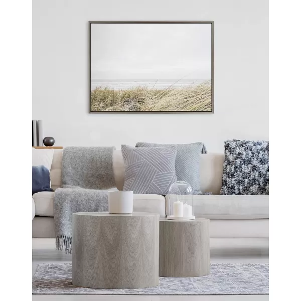 Kate and Laurel Sylvie East Beach Framed Canvas Wall Art by Amy Peterson Art Studio 18x24 Natural Chic Coastal Art for WallGray
