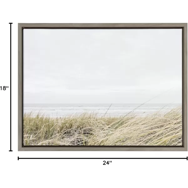 Kate and Laurel Sylvie East Beach Framed Canvas Wall Art by Amy Peterson Art Studio 18x24 Natural Chic Coastal Art for WallGray
