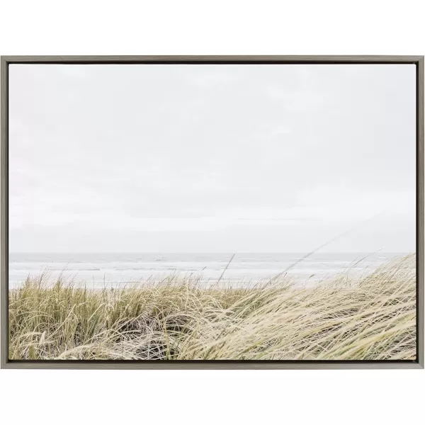 Kate and Laurel Sylvie East Beach Framed Canvas Wall Art by Amy Peterson Art Studio 18x24 Natural Chic Coastal Art for WallGray
