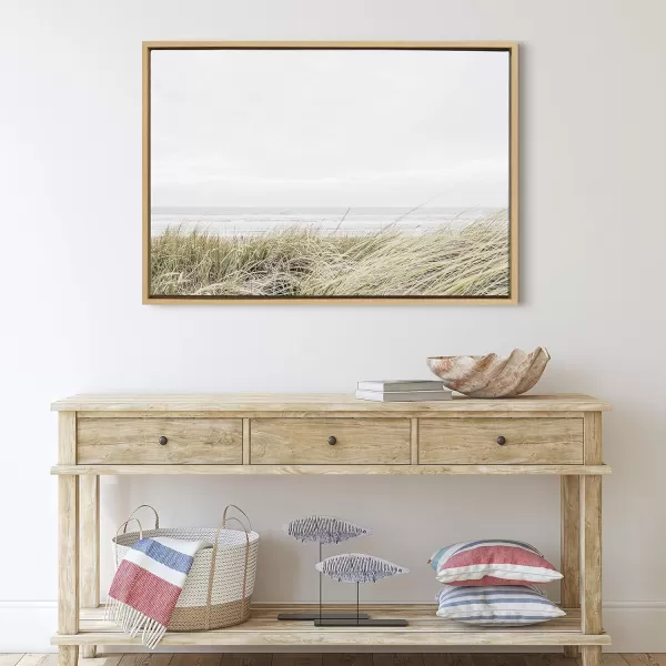 Kate and Laurel Sylvie East Beach Framed Canvas Wall Art by Amy Peterson Art Studio 18x24 Natural Chic Coastal Art for WallNatural