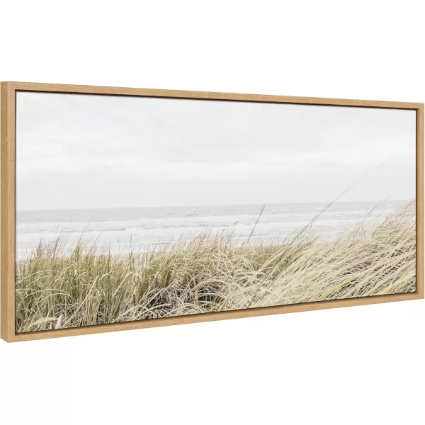 Kate and Laurel Sylvie East Beach Framed Canvas Wall Art by Amy Peterson Art Studio 18x24 Natural Chic Coastal Art for WallNatural