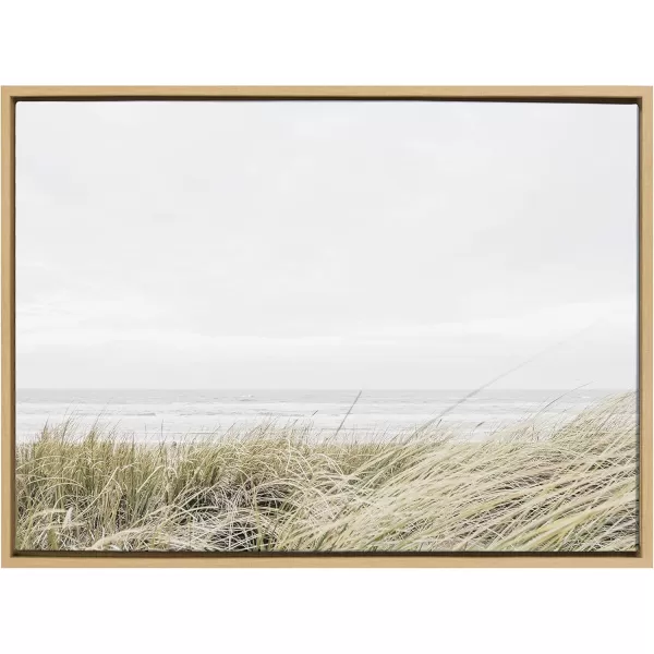 Kate and Laurel Sylvie East Beach Framed Canvas Wall Art by Amy Peterson Art Studio 18x24 Natural Chic Coastal Art for WallNatural