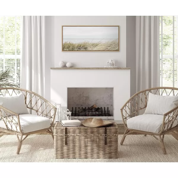 Kate and Laurel Sylvie East Beach Framed Canvas Wall Art by Amy Peterson Art Studio 18x24 Natural Chic Coastal Art for WallNatural