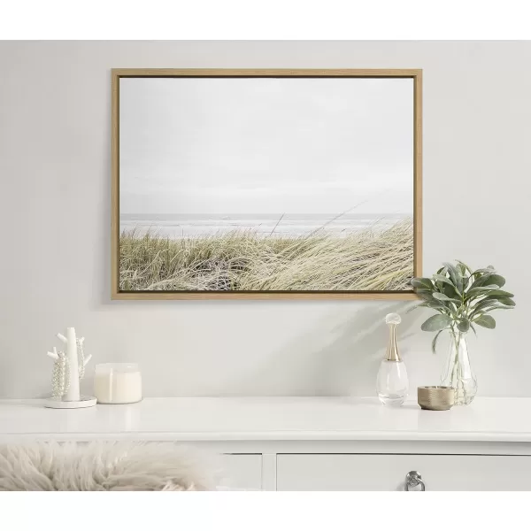 Kate and Laurel Sylvie East Beach Framed Canvas Wall Art by Amy Peterson Art Studio 18x24 Natural Chic Coastal Art for WallNatural