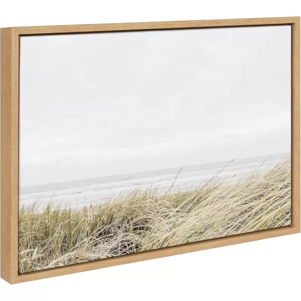 Kate and Laurel Sylvie East Beach Framed Canvas Wall Art by Amy Peterson Art Studio 18x24 Natural Chic Coastal Art for WallNatural
