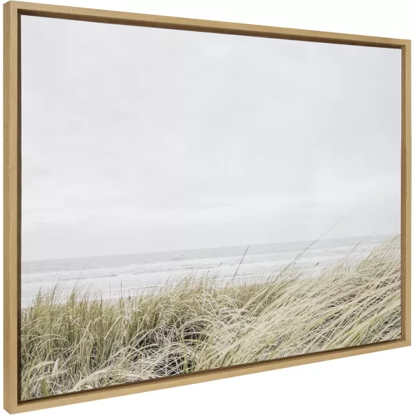 Kate and Laurel Sylvie East Beach Framed Canvas Wall Art by Amy Peterson Art Studio 18x24 Natural Chic Coastal Art for WallNatural
