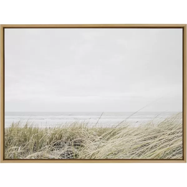Kate and Laurel Sylvie East Beach Framed Canvas Wall Art by Amy Peterson Art Studio 18x24 Natural Chic Coastal Art for WallNatural