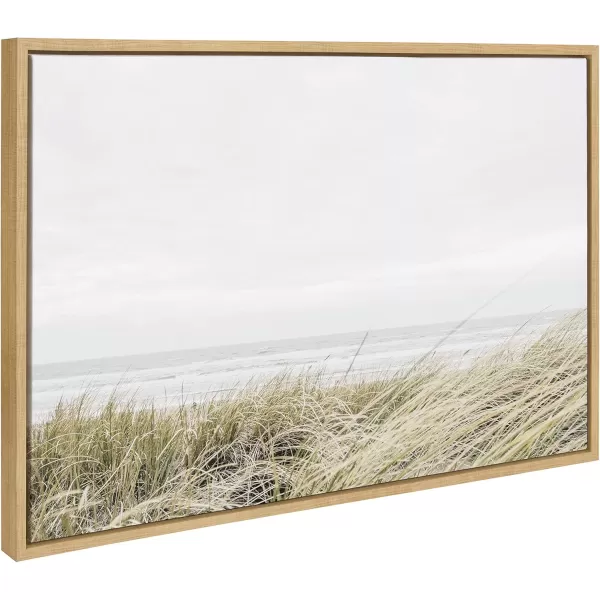 Kate and Laurel Sylvie East Beach Framed Canvas Wall Art by Amy Peterson Art Studio 18x24 Natural Chic Coastal Art for WallNatural