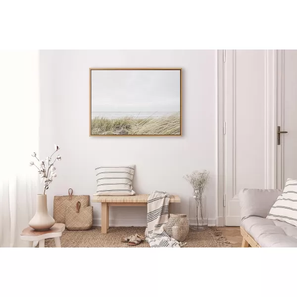 Kate and Laurel Sylvie East Beach Framed Canvas Wall Art by Amy Peterson Art Studio 18x24 Natural Chic Coastal Art for WallNatural