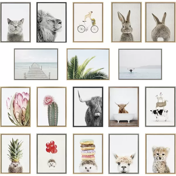 Kate and Laurel Sylvie East Beach Left and Right Framed Canvas Wall Art Set by Amy Peterson Art Studio 2 Piece Set 18x24 Natural Coastal Ocean Natural Wall Art Set